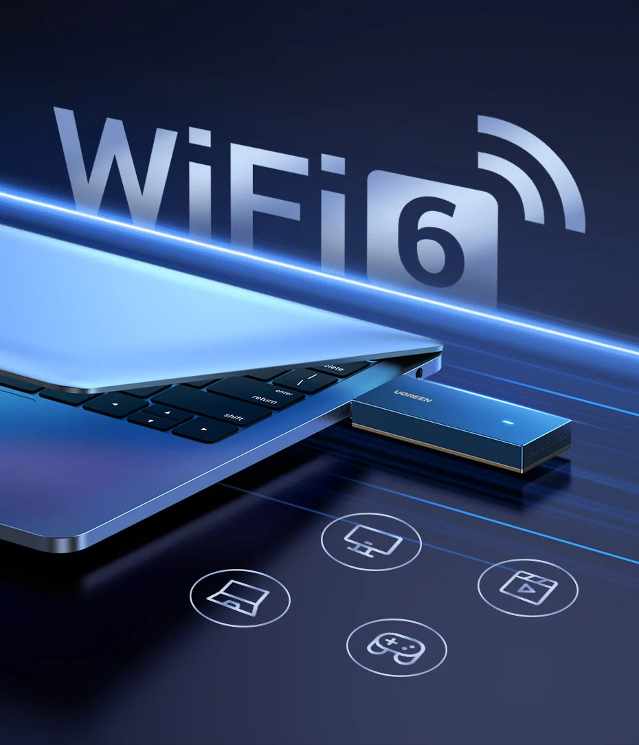 Dual-Band USB WiFi 6 Adapter for Desktop and Laptop