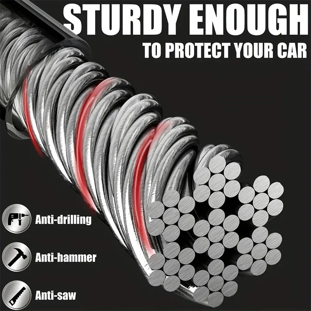 Braided Steel Car Steering Wheel Lock with Seatbelt Buckle