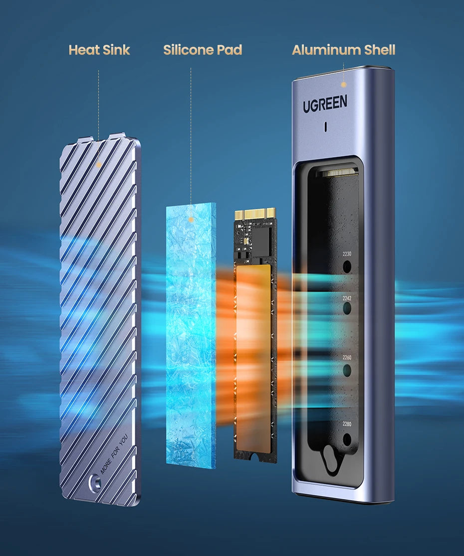 Dual Protocol NVMe/SATA M.2 SSD Enclosure 10Gbps USB 3.2 - 14