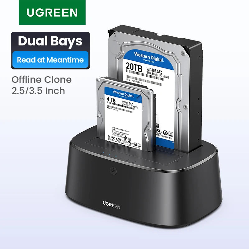 Dual Bay Hard Drive Docking Station for 2.5/3.5 Inch SATA SSD HDD - 2