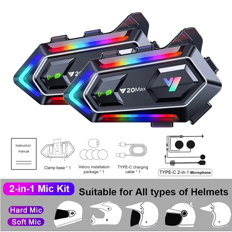 Bluetooth 5.3 Motorcycle Helmet Intercom Headset - 22