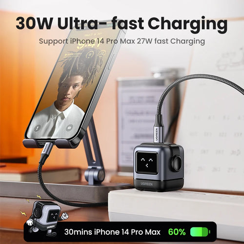 30W GaN Fast USB-C Robot Wall Charger