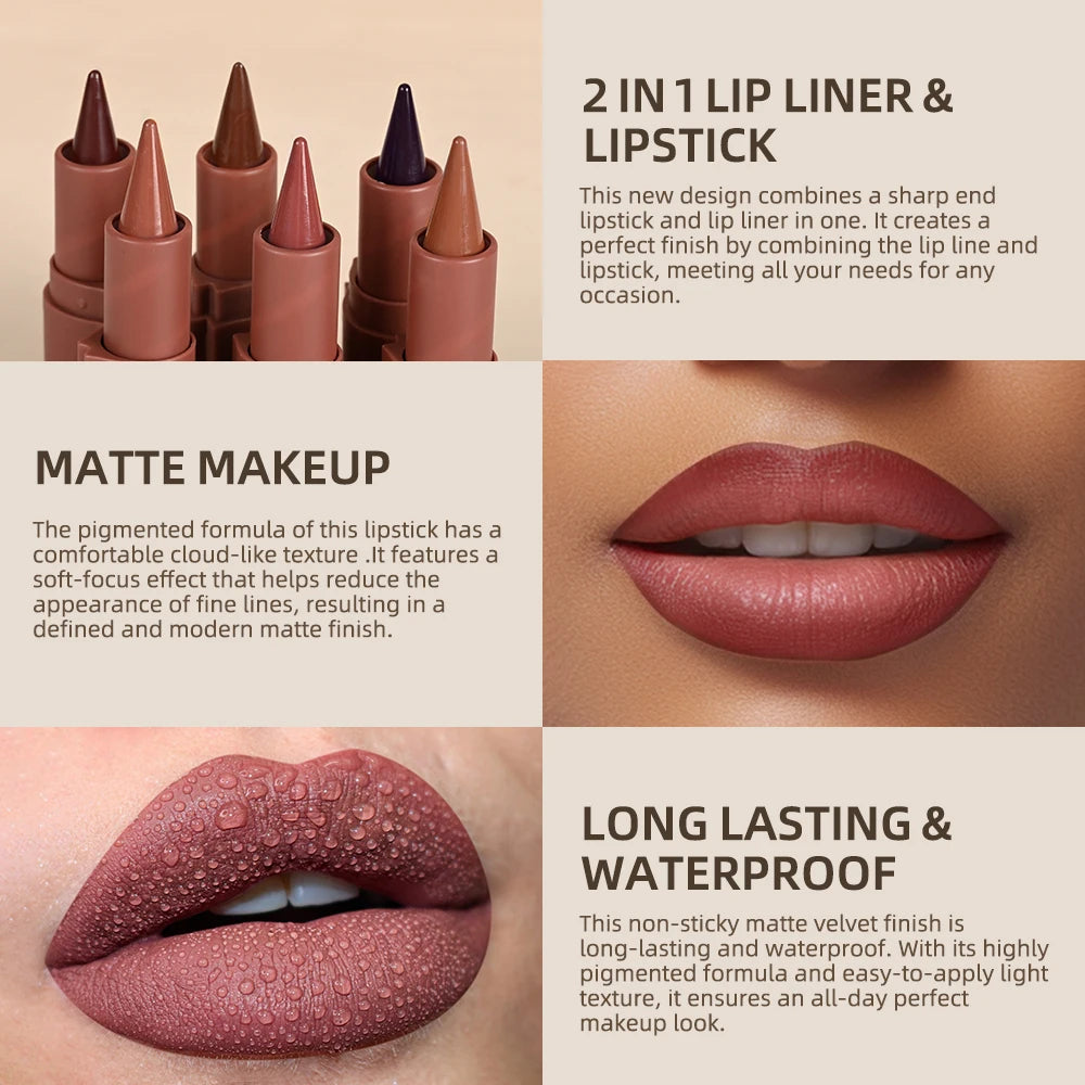 2-in-1 Waterproof Matte Lipstick and Lip Liner