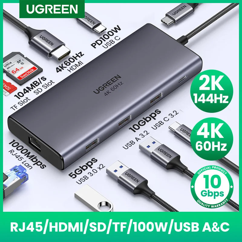 9-in-1 USB-C Hub with 4K 60Hz HDMI and 10Gbps Data Transfer