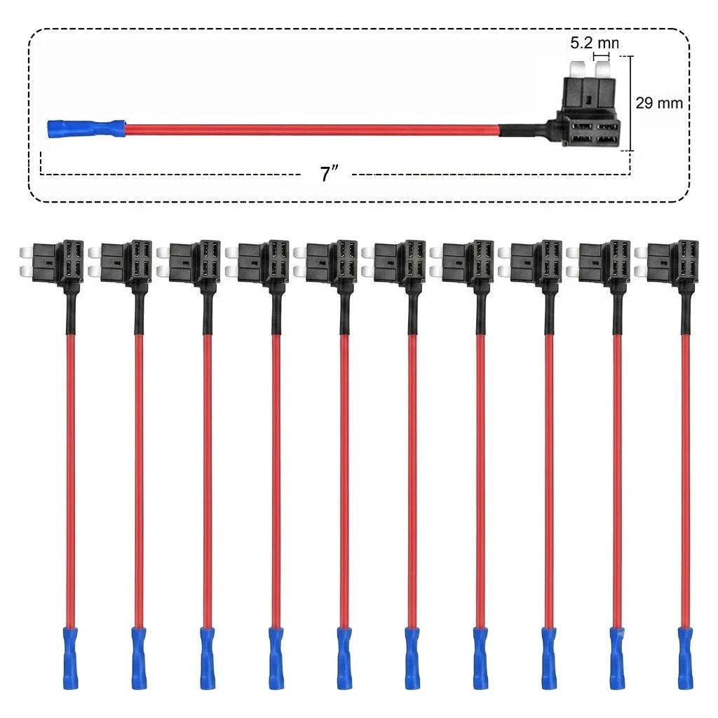 10pcs Car Fuse Holder Circuit Tap Adapter Micro Mini Standard Size