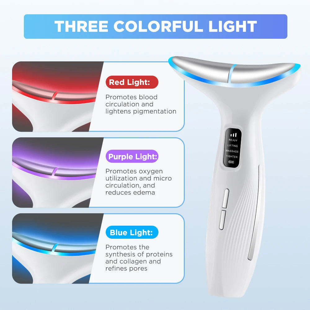 LED Face and Neck Skin Tightening Massage Device
