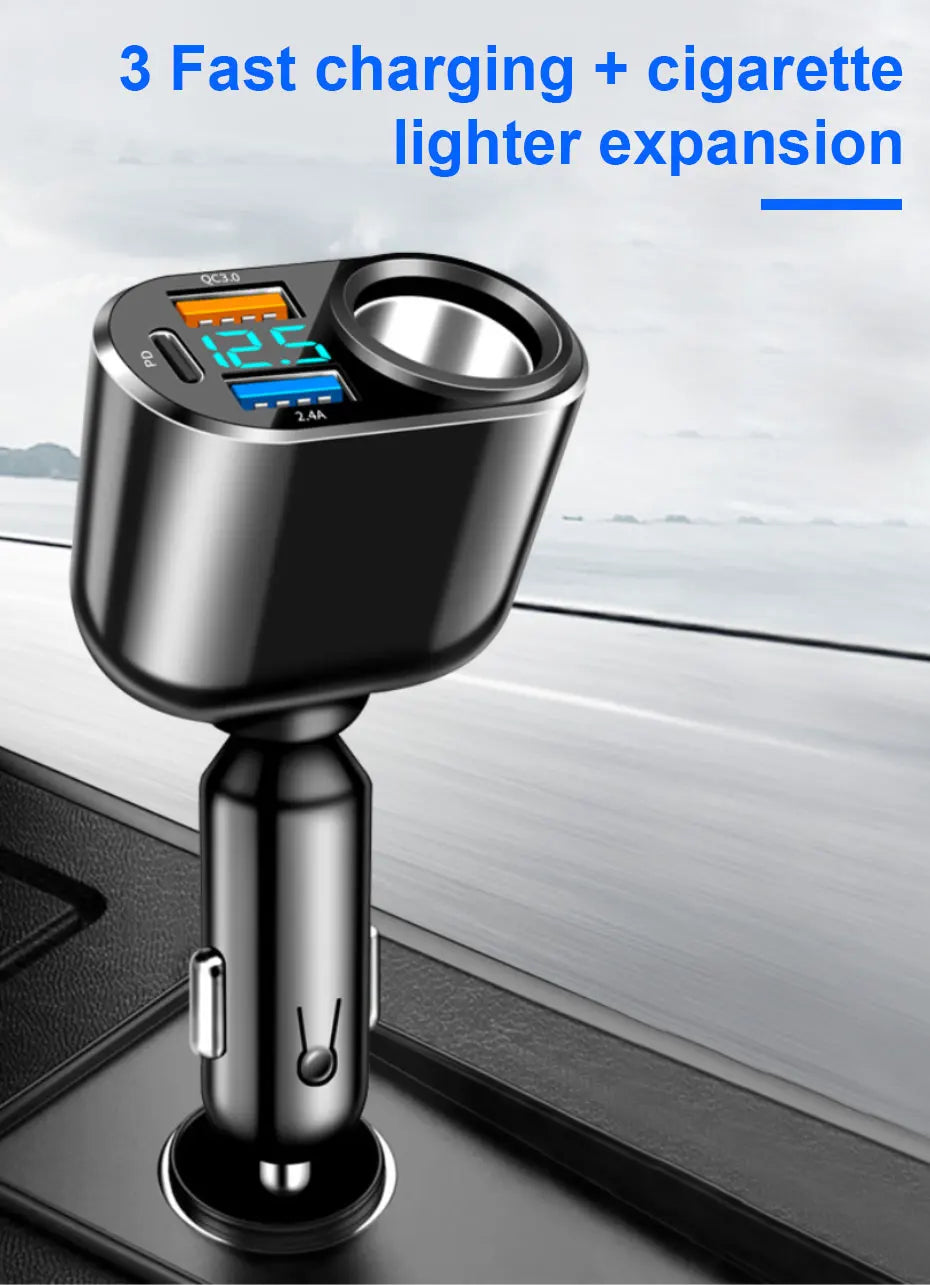 120W 4-in-1 Fast Car Charger with Dual USB and Type-C - 7