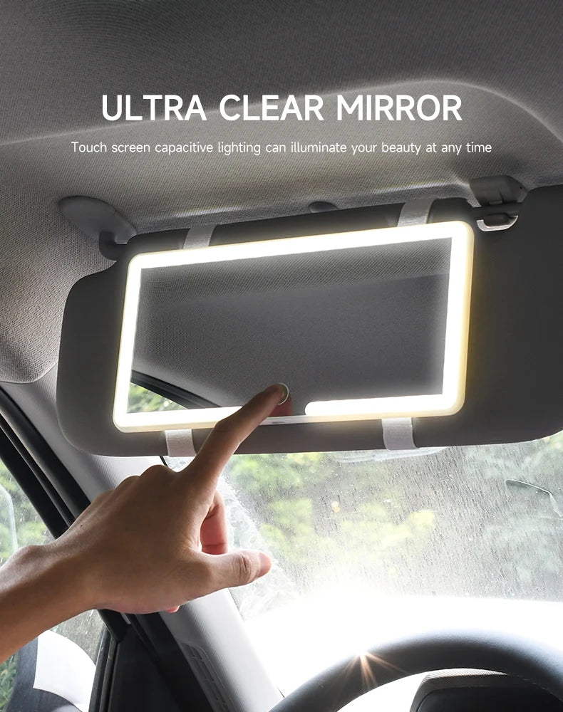 Rechargeable LED Car Sun Visor Makeup Mirror