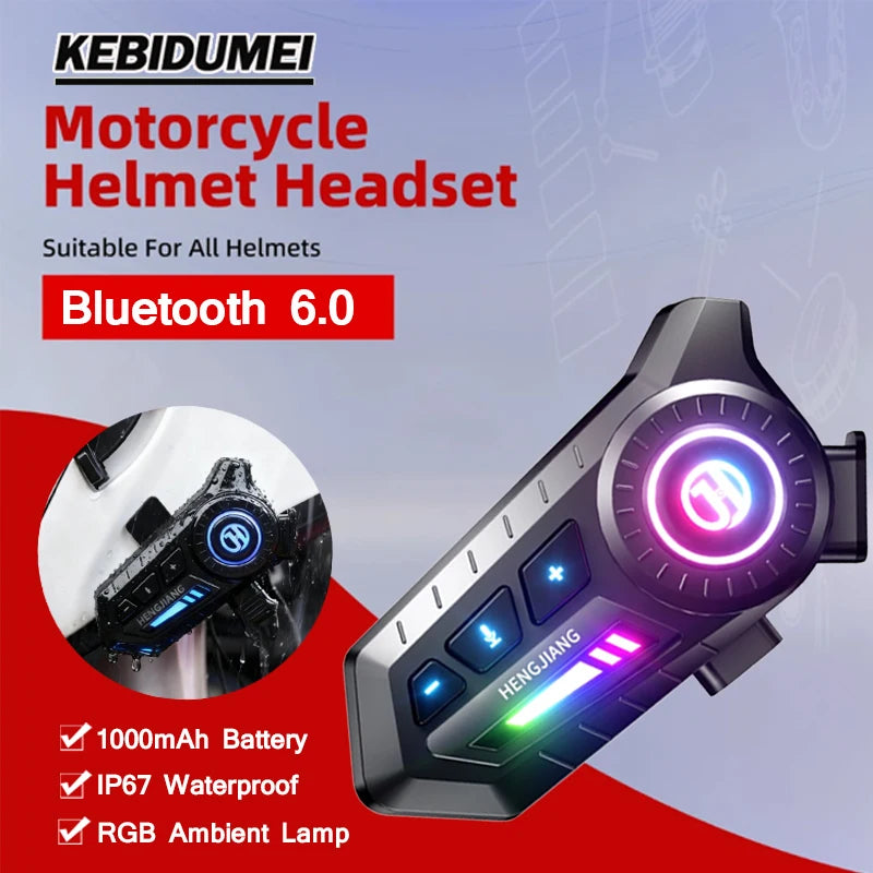 X3 Bluetooth 6.0 Motorcycle Helmet Headset with RGB Light and IP67