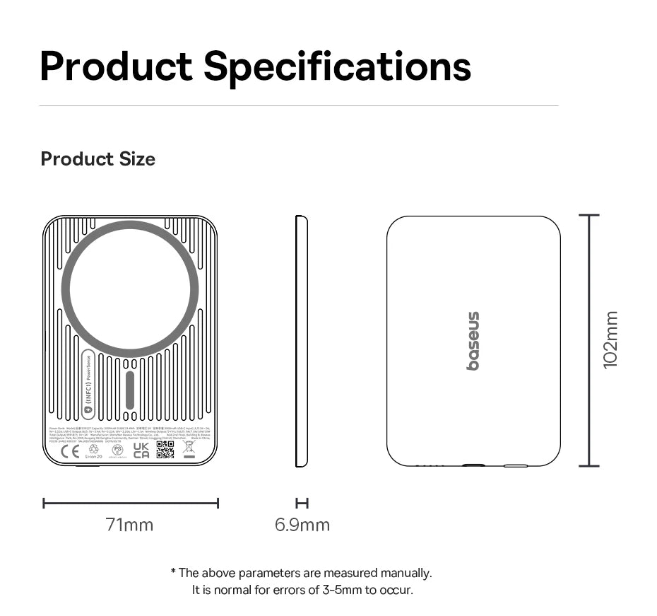 5000mAh Ultra-Slim Magnetic Wireless Power Bank for Smartphones