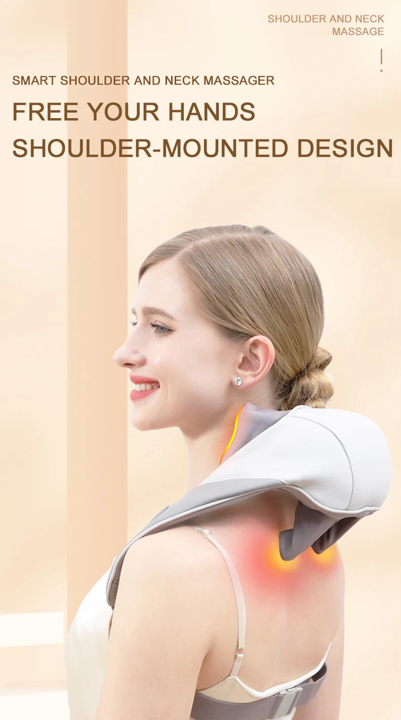 Wireless 6D Neck and Shoulder Deep Tissue Massager with Heat