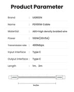 100W USB-C to USB-C Fast Charging Cable