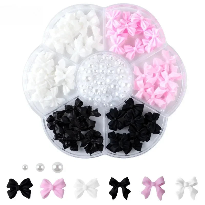 3D Mixed Bowknot and Flower Nail Art Decoration Set