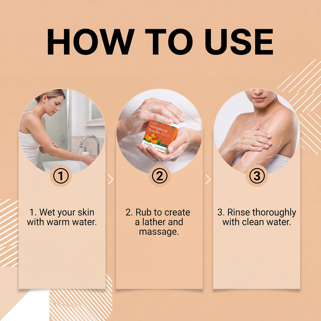 Exfoliating Persimmon Soap Bar for Body Odor and Skin Smoothing