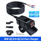 Motorcycle Handlebar USB Type C Charger with Voltmeter and Power Switch