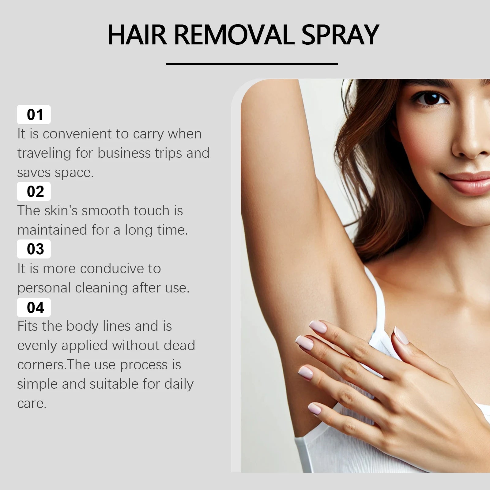 Painless Gentle Hair Removal Spray for Body and Legs - 10