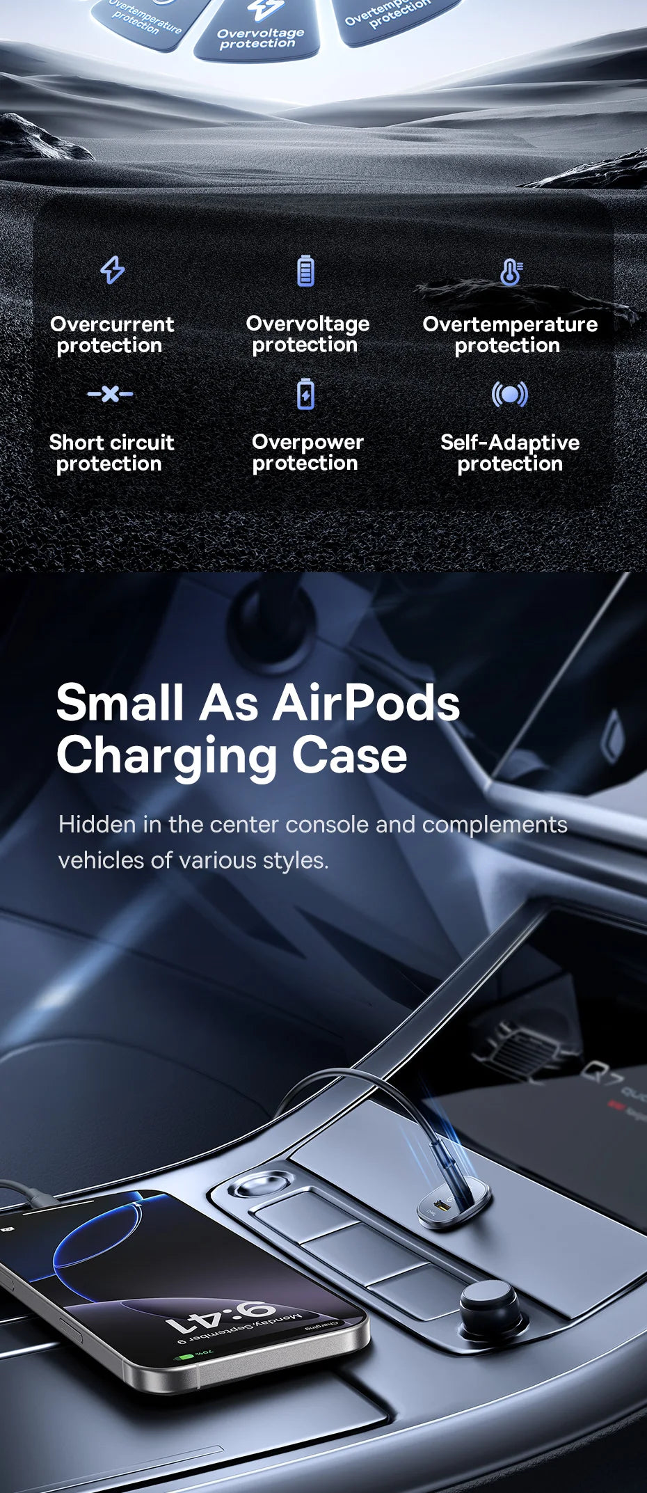 30W Dual Port Fast Car Charger USB and Type-C - 14