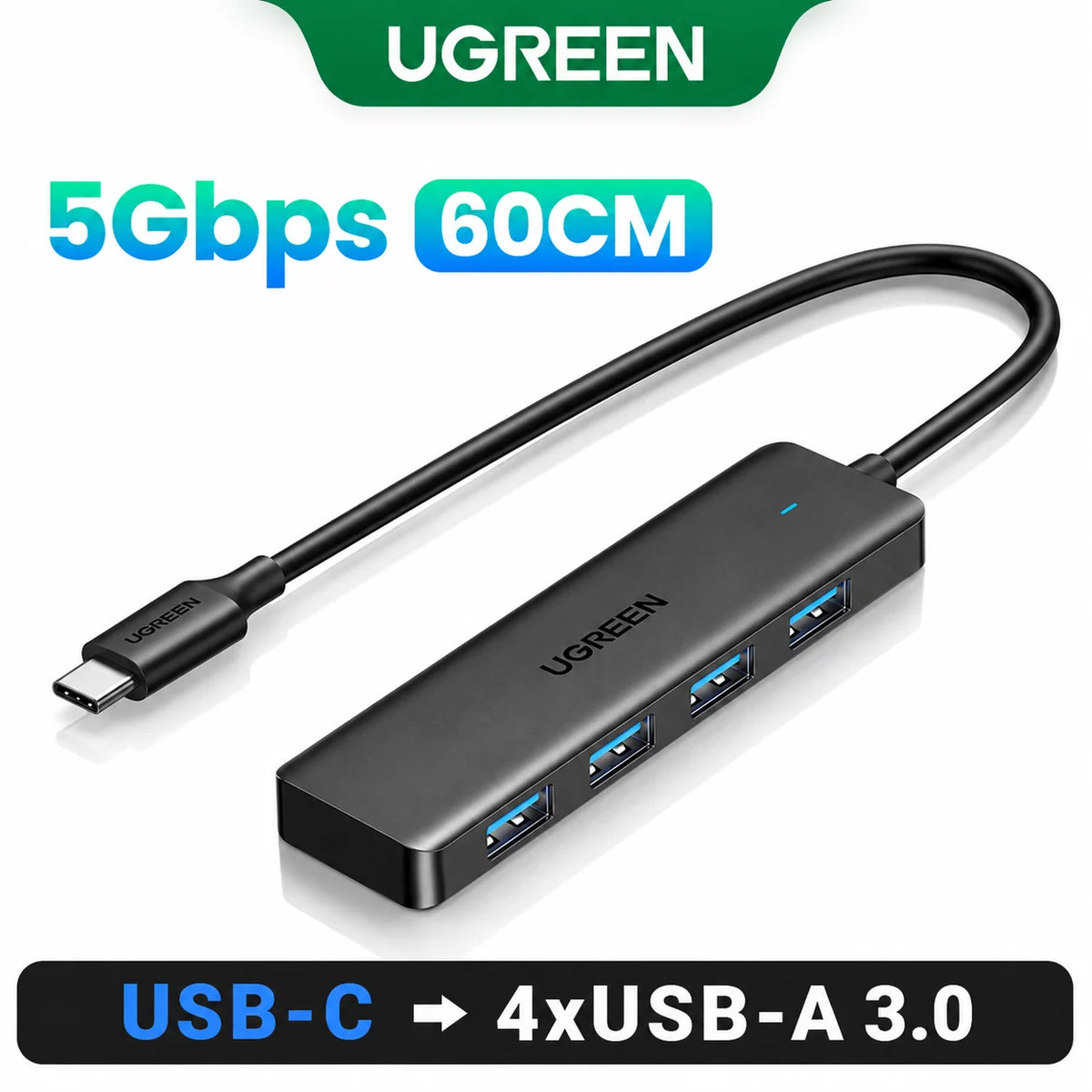 4-Port USB 3.0 Data Hub Splitter for Laptops and Desktop PCs