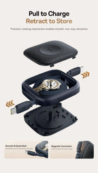 100W Retractable Fast Charging Cable with Watch Wireless Charger