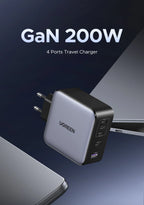 200W GaN Fast Wall Charger for Laptops and Smartphones