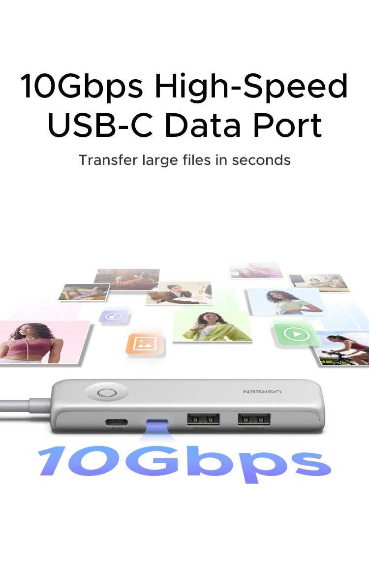 5-in-1 USB-C Hub 4K 60Hz Adapter with 100W PD Charging - 13