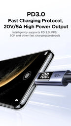 100W USB-C Fast Charging Cable with Digital Power Display