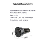 60W Dual Port USB Car Charger with PD QC3.0 Voltmeter and Ambient Light