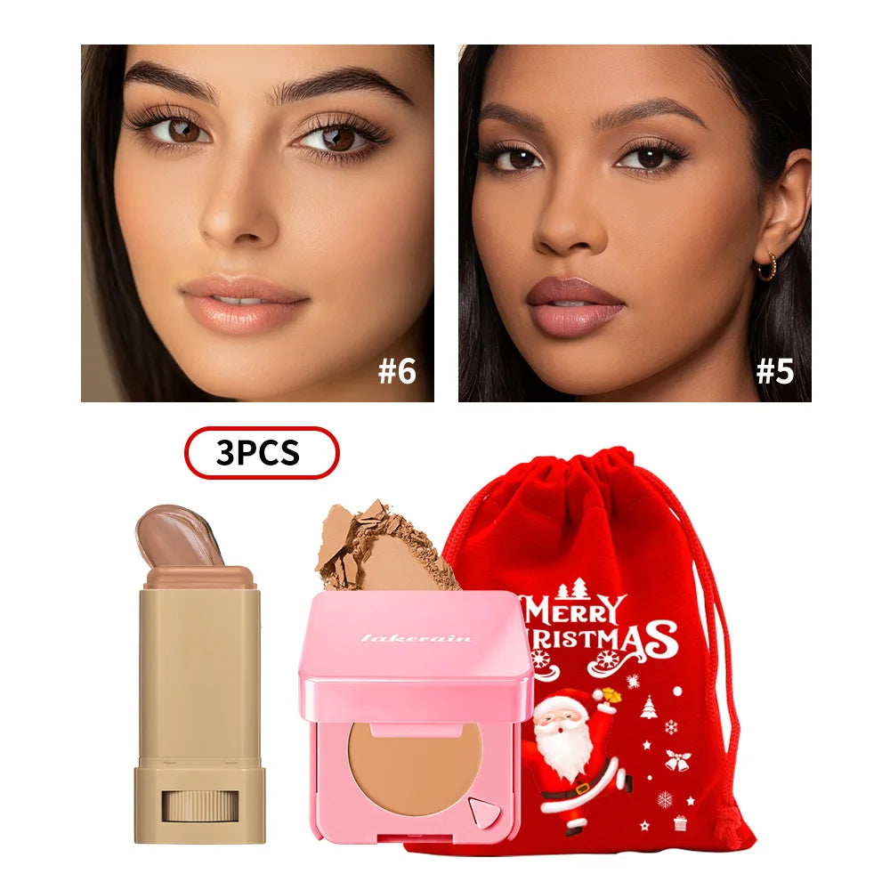 Matte Foundation Stick and Pressed Powder Makeup Set