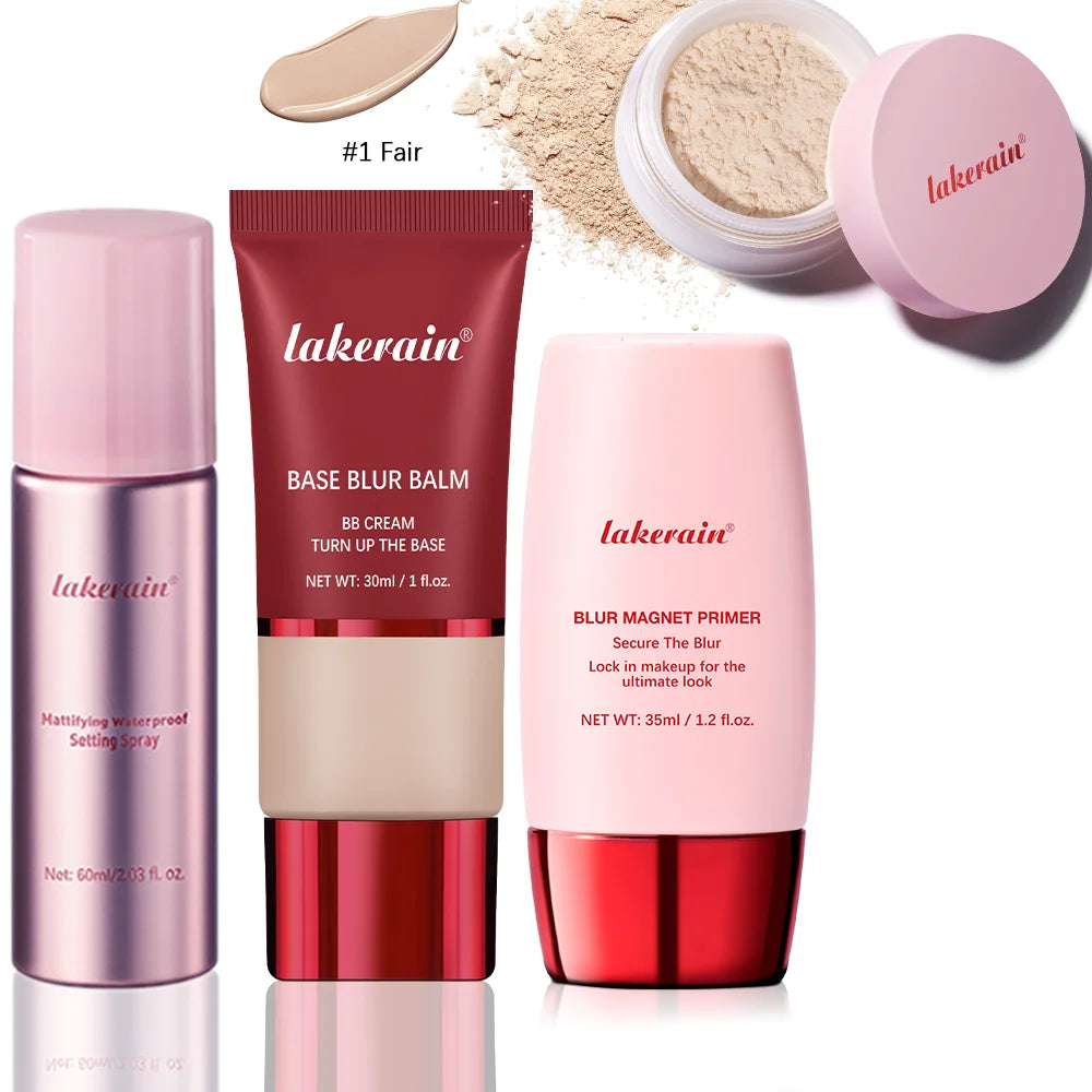 4-Piece Long-Lasting Matte Makeup Face Base and Setting Set