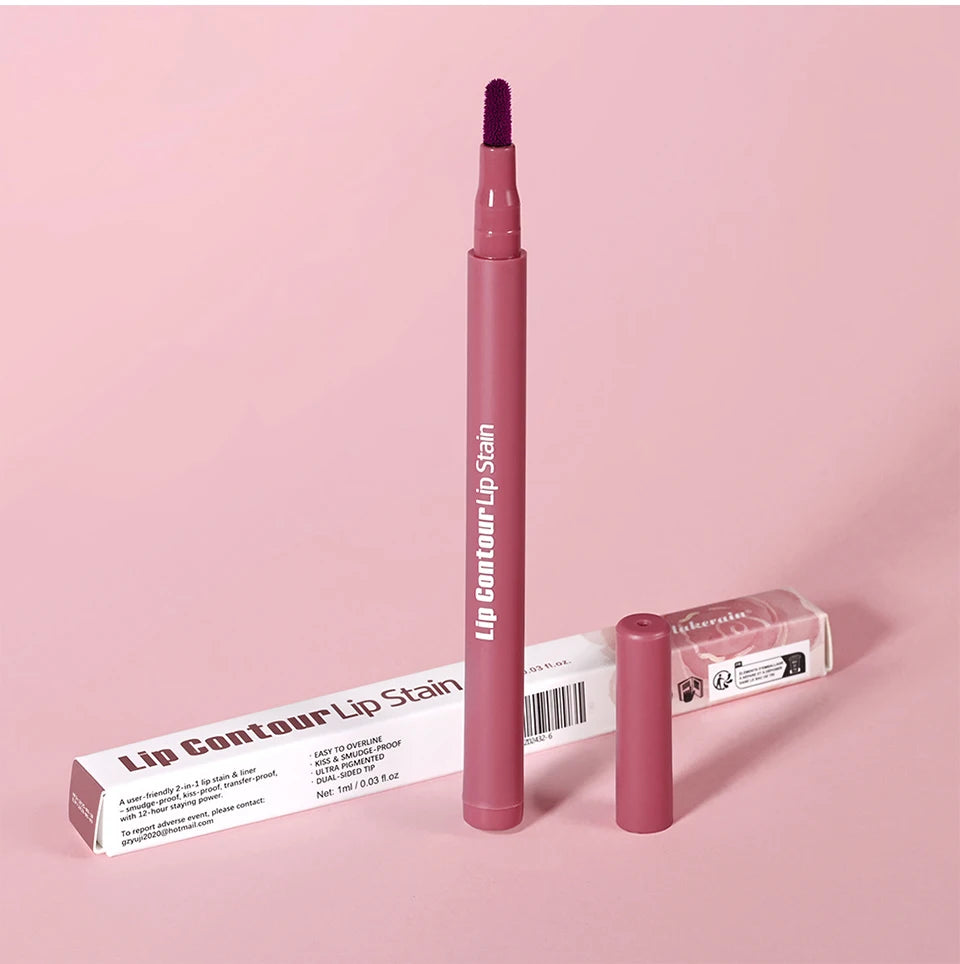 Dual-Sided Long-Lasting Waterproof Lip Stain and Liner Pen - 19