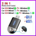 2 in 1 Wireless CarPlay and Android Auto Adapter Bluetooth 5.3 WiFi