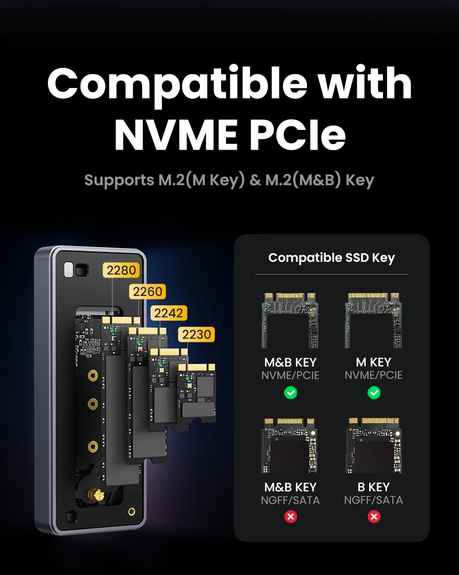 40Gbps USB4 NVMe M.2 SSD Enclosure with Aluminum Cooling Case