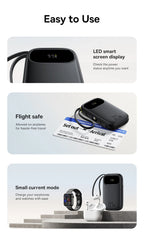 22.5W Fast Charging Power Bank with Built-in Cables