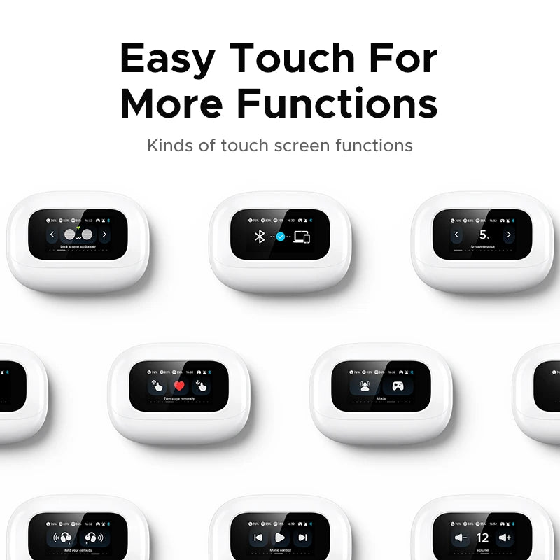 Wireless Open-Ear Bluetooth 5.4 Earbuds with Smart LCD Charging Case