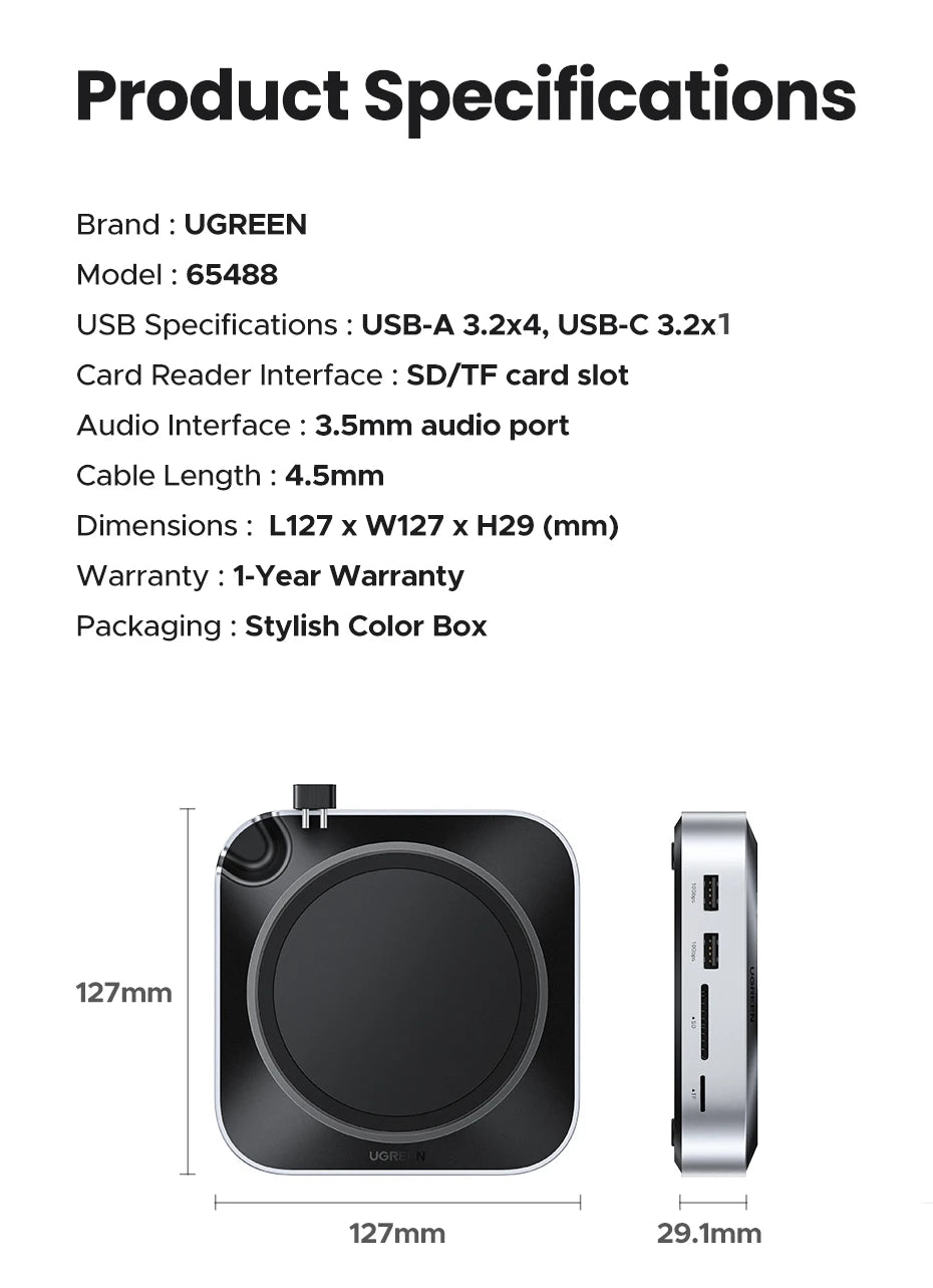 10-in-1 Docking Station for Mac Mini M4 with M.2 NVMe SSD Slot