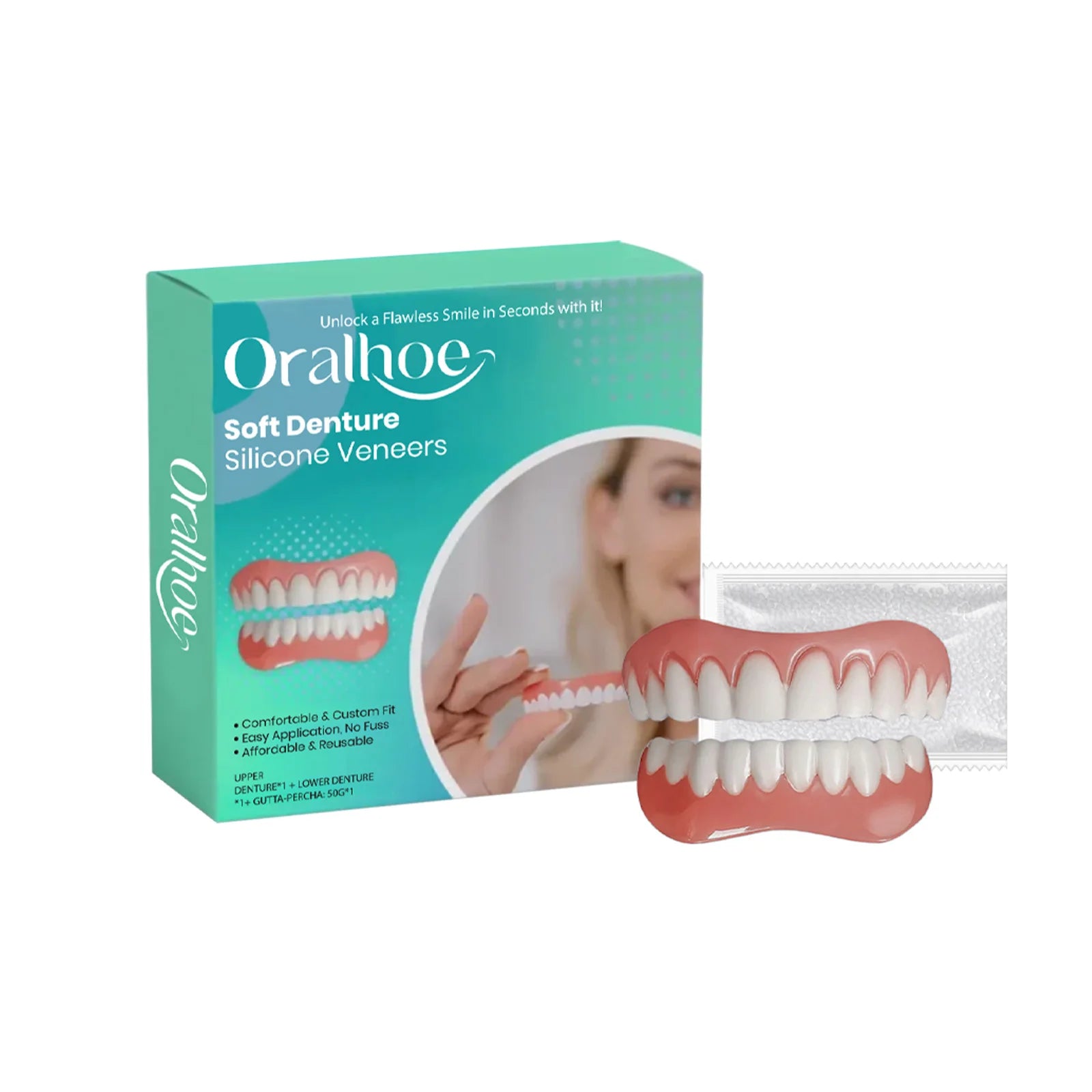 Flexible Silicone Cosmetic Denture Set for Smile Restoration - 14