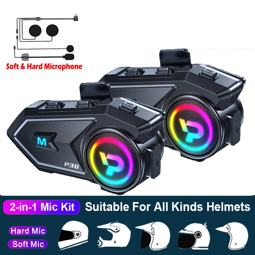 Motorcycle Helmet Bluetooth Intercom Headset 300M Range - 21