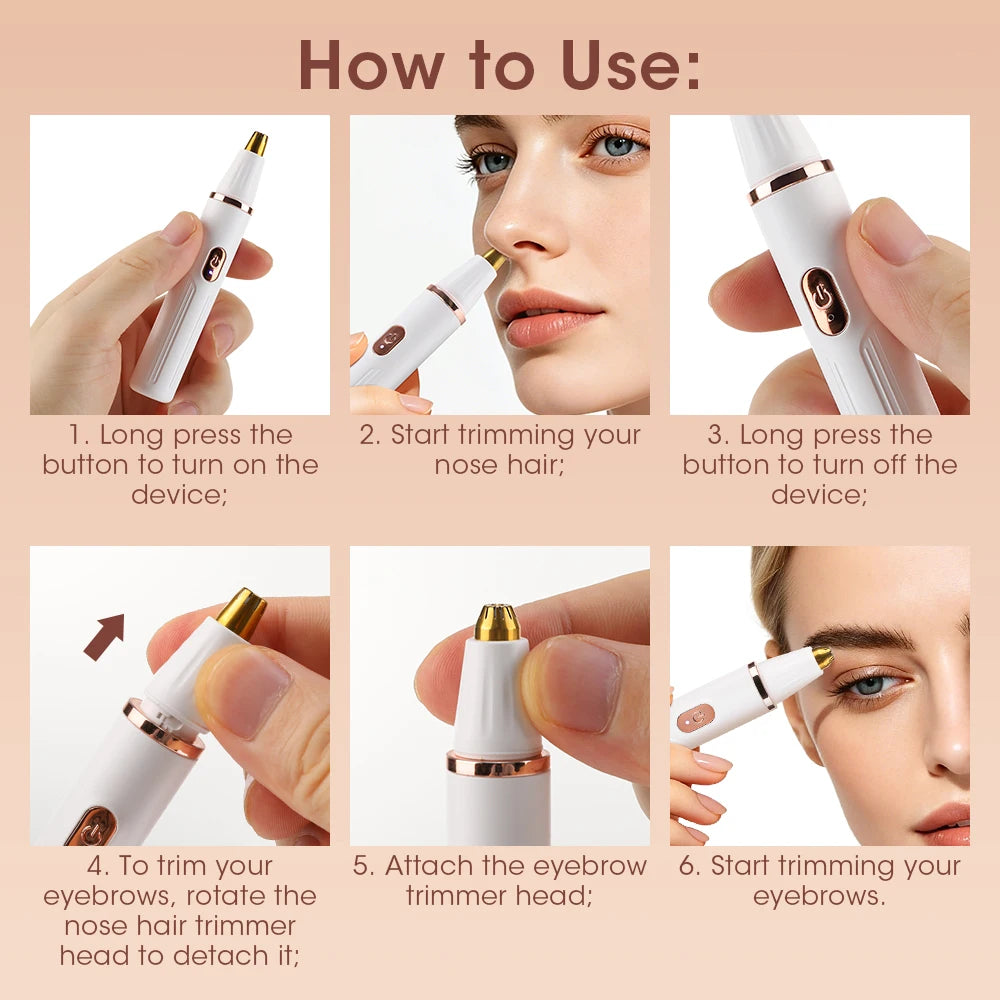 2-in-1 Rechargeable Electric Eyebrow and Nose Hair Trimmer - 13