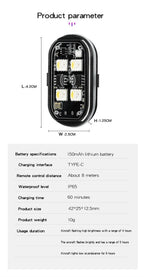 Wireless RGB LED Strobe Warning Light for Vehicles