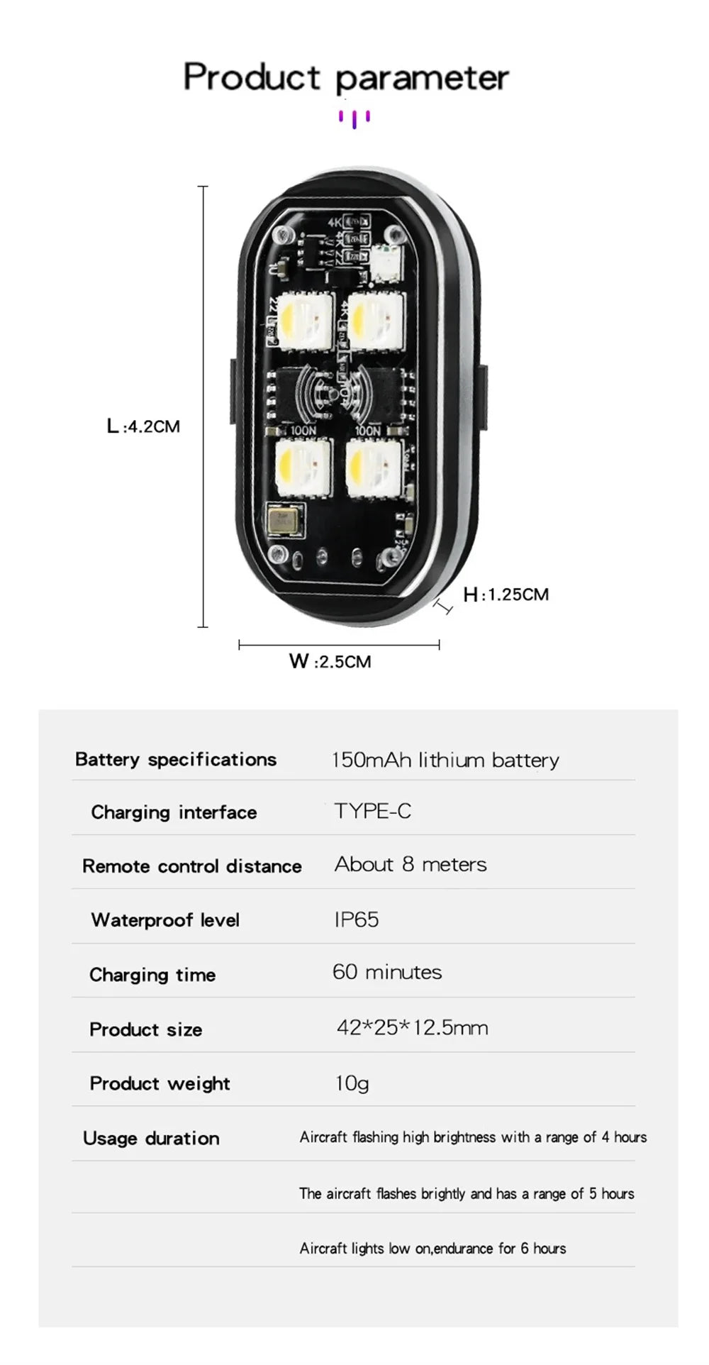 Wireless RGB LED Strobe Warning Light for Vehicles