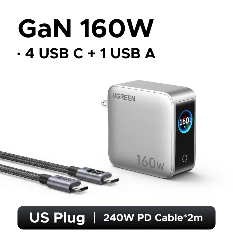 160W GaN Fast Charger with Digital Power Display