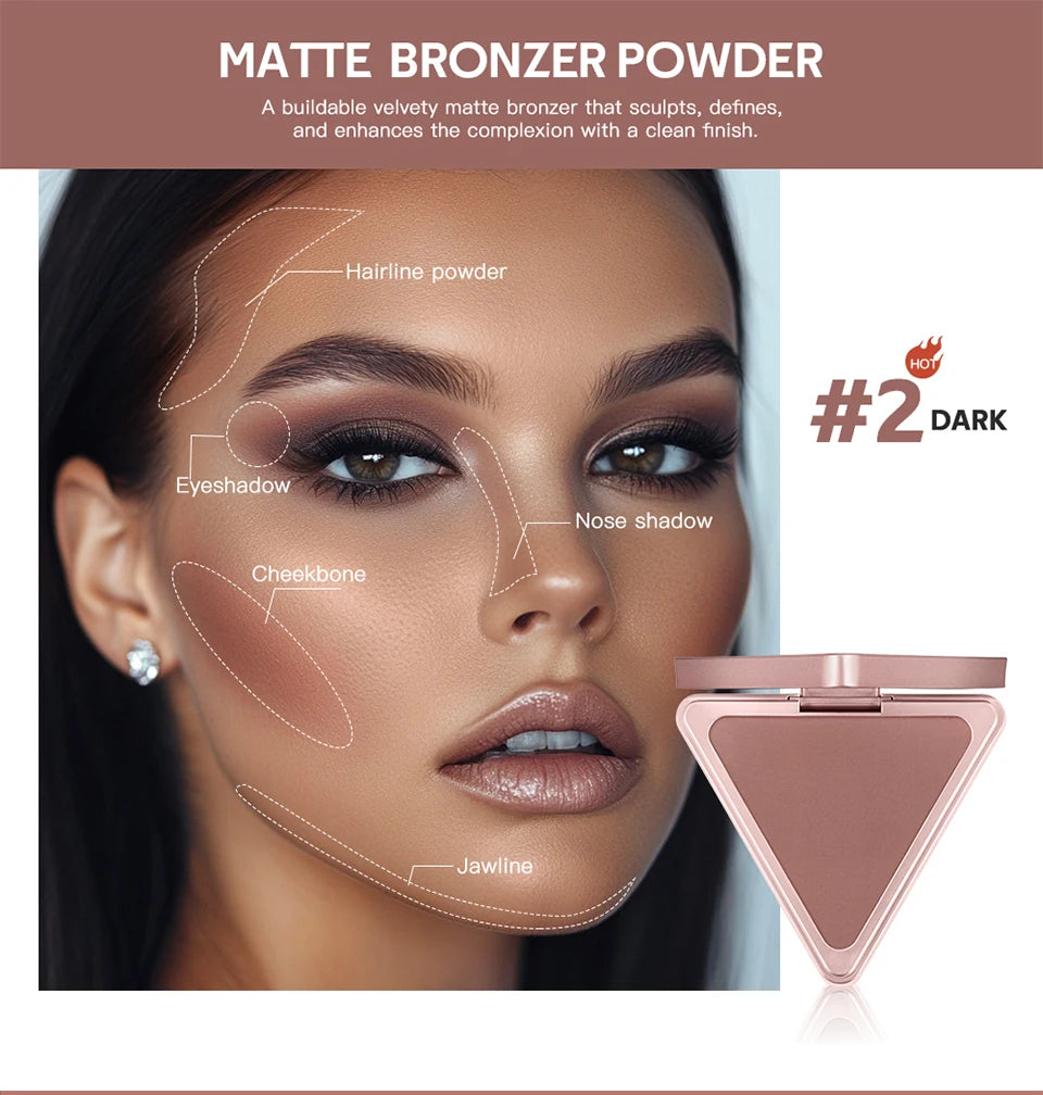 Matte Bronzer Powder for Face Contouring