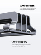 Triple-Slot Vertical Aluminum Laptop and Tablet Stand