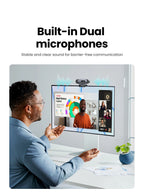 2K Ultra HD USB Webcam with Dual Microphones for Video Calls