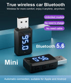 USB Bluetooth 5.6 FM Transmitter Receiver with LED Display for Car Radio