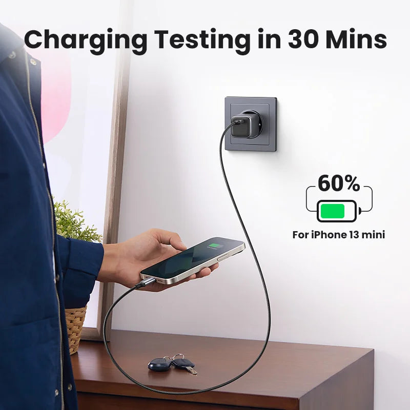 30W GaN USB-C Fast Wall Charger for Smartphones and Tablets