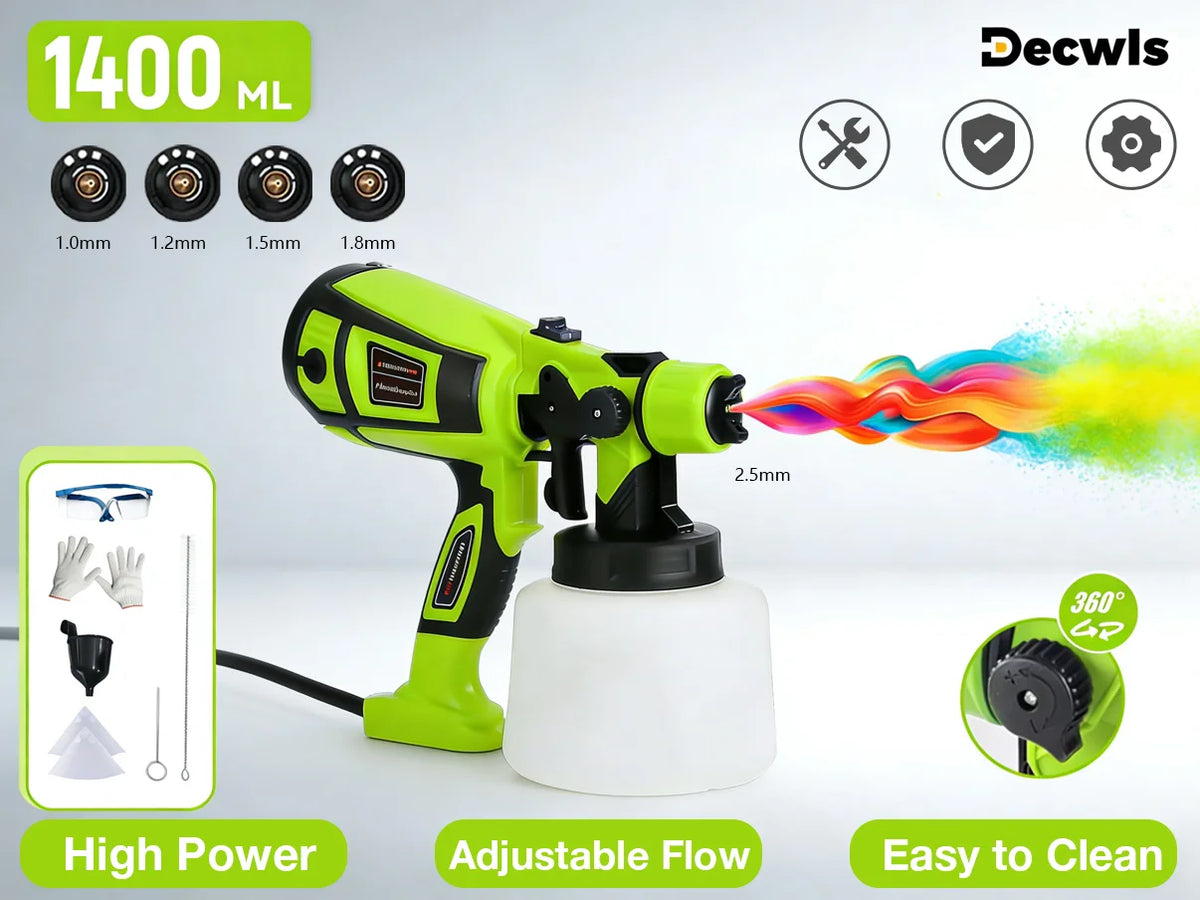 850W Electric HVLP Paint Sprayer with 5 Nozzles and 1400ml Container