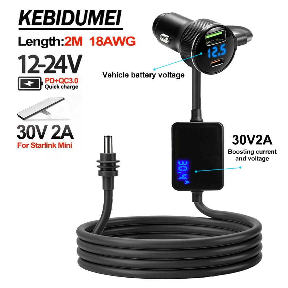 30V 2A Power Adapter for Starlink Mini with Dual USB Charger - 13