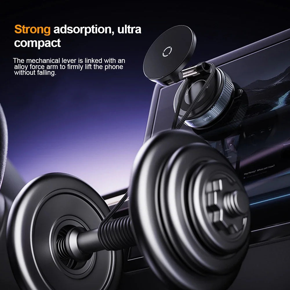 15W Magnetic Wireless Charging Phone Holder with Vacuum Suction Mount