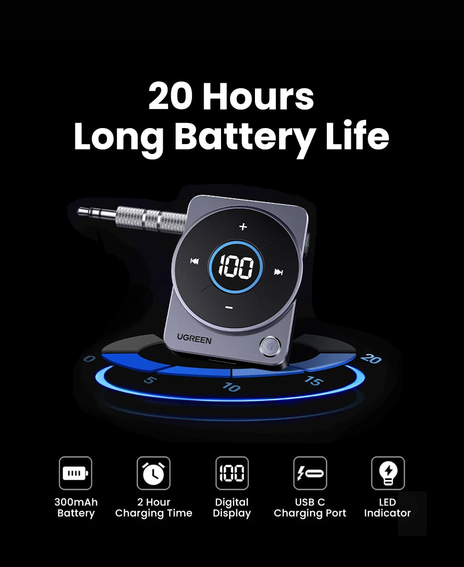 Bluetooth 5.4 Aux Adapter for Car with LED Display - 10